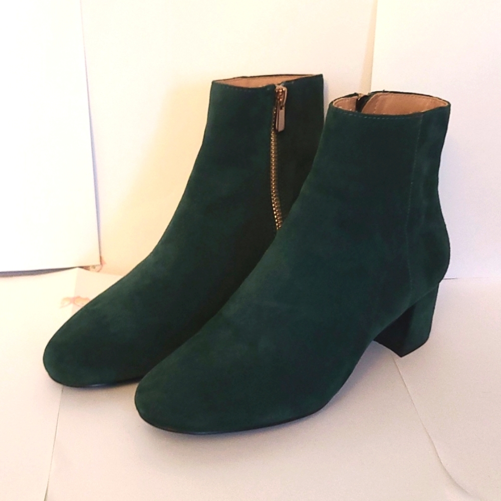 & Other Stories Dark Green Suede Booties Sz 6
